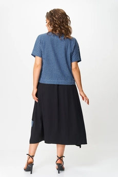 Костюм с платьем 1428 черный + джинс Michel Chic