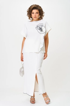 Костюм с юбкой 1430 белый Michel Chic