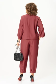 Костюм брючный 1436 брусничный Michel Chic