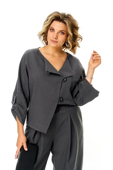 Костюм брючный 1436-1 графитовый атлас Michel Chic