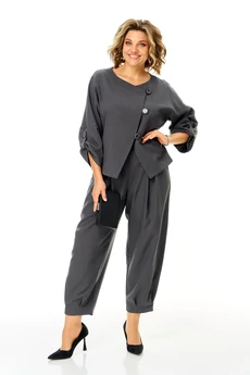 Костюм брючный 1436-1 графитовый атлас Michel Chic