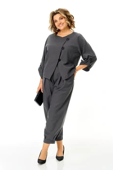 Костюм брючный 1436-1 графитовый атлас Michel Chic