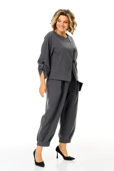 Костюм брючный 1436-1 графитовый атлас Michel Chic