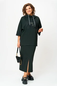 Костюм с юбкой 1438 изумрудный Michel Chic