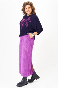 Костюм с юбкой 1442 синий + пурпурный Michel Chic