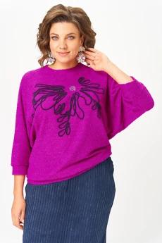 Костюм с юбкой 1442 пурпурный + синий Michel Chic