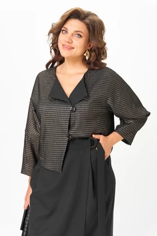 Костюм с юбкой 1443 черный + золото Michel Chic