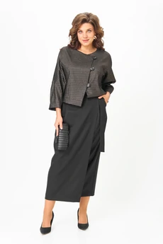 Костюм с юбкой 1443 черный + золото Michel Chic