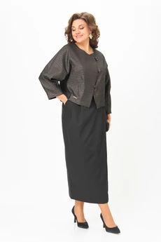 Костюм с юбкой 1443 черный + золото Michel Chic