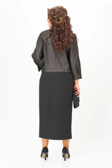 Костюм с юбкой 1443 черный + золото Michel Chic