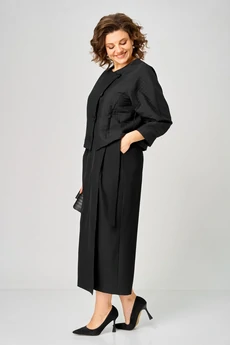 Костюм с юбкой 1443 черный кубик Michel Chic