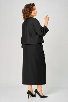 Костюм с юбкой 1443 черный кубик Michel Chic