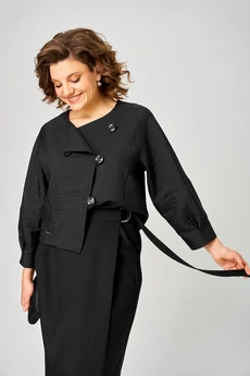 Костюм с юбкой 1443 черный кубик Michel Chic
