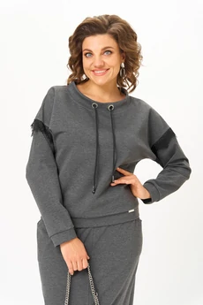 Костюм с юбкой 1444 графитовый Michel Chic