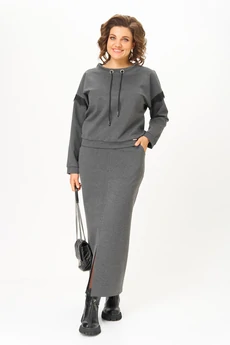 Костюм с юбкой 1444 графитовый Michel Chic