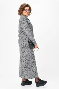 Костюм с юбкой 1444 серый лео Michel Chic