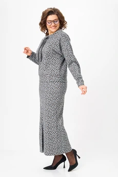 Костюм с юбкой 1444 серый лео Michel Chic