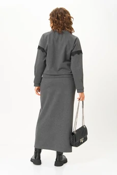 Костюм с юбкой 1444 графитовый Michel Chic