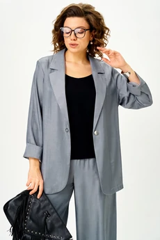 Костюм брючный 1446 стальной серый Michel Chic