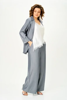 Костюм брючный 1446 стальной серый Michel Chic