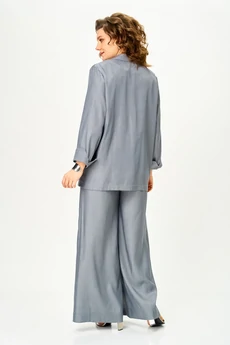 Костюм брючный 1446 стальной серый Michel Chic