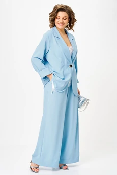 Костюм брючный 1446 небесно-голубой Michel Chic