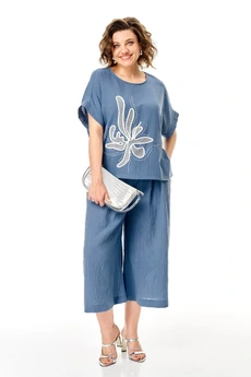 Костюм брючный 1451 грозовое небо Michel Chic