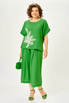Костюм брючный 1451 весенняя зелень Michel Chic