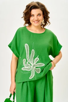 Костюм брючный 1451 весенняя зелень Michel Chic