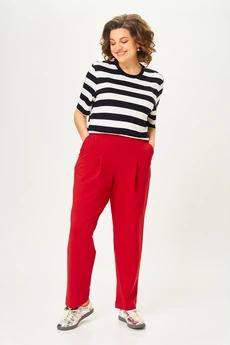Костюм брючный 1452 красный + полоска Michel Chic