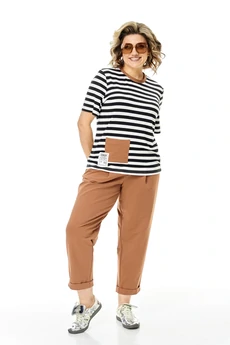Костюм брючный 1452 медный + полоска Michel Chic