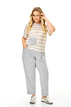 Костюм брючный 1452 серый + полоска Michel Chic