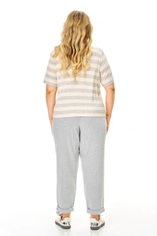 Костюм брючный 1452 серый + полоска Michel Chic
