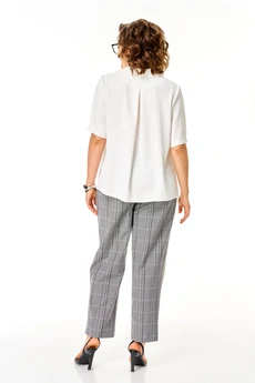 Костюм брючный 1454 белый + гленчек Michel Chic