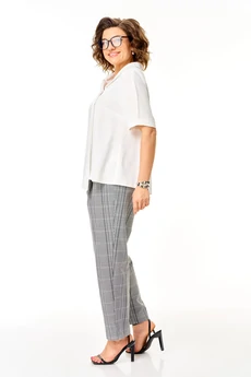 Костюм брючный 1454 белый + гленчек Michel Chic