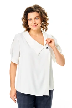 Костюм брючный 1454 белый + синий гленчек Michel Chic