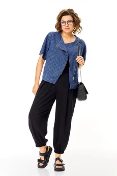 Костюм брючный 1457 черный + джинс Michel Chic