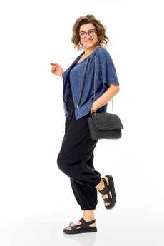 Костюм брючный 1457 черный + джинс Michel Chic
