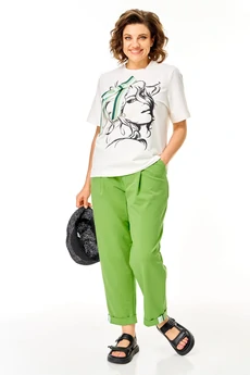 Костюм брючный 1458 матча + белый Michel Chic