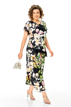 Костюм с юбкой 1460 цветочный Michel Chic