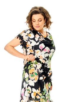Костюм с юбкой 1460 цветочный Michel Chic