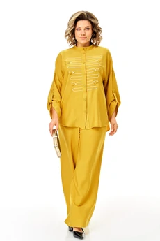 Костюм брючный 1463 горчица Michel Chic