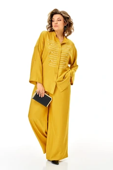 Костюм брючный 1463 горчица Michel Chic