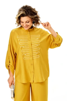 Костюм брючный 1463 горчица Michel Chic