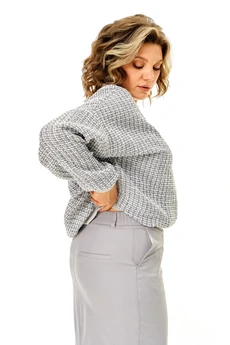 Костюм с юбкой 1467 серый Michel Chic
