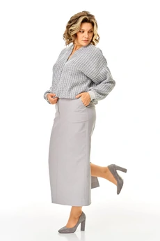 Костюм с юбкой 1467 серый Michel Chic