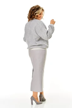 Костюм с юбкой 1467 серый Michel Chic