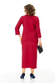 Костюм с юбкой 1469 красный Michel Chic