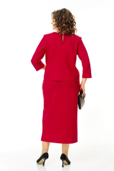 Костюм с юбкой 1473 красный Michel Chic