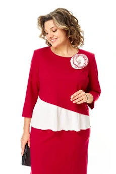 Костюм с юбкой 1473 красный Michel Chic